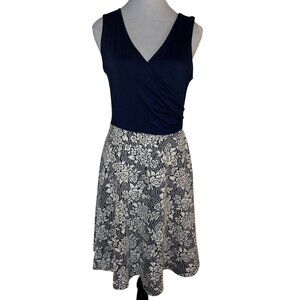 Hail3y:23 Navy/White Surplice Wrap Top Floral Bottom Dress Size - L